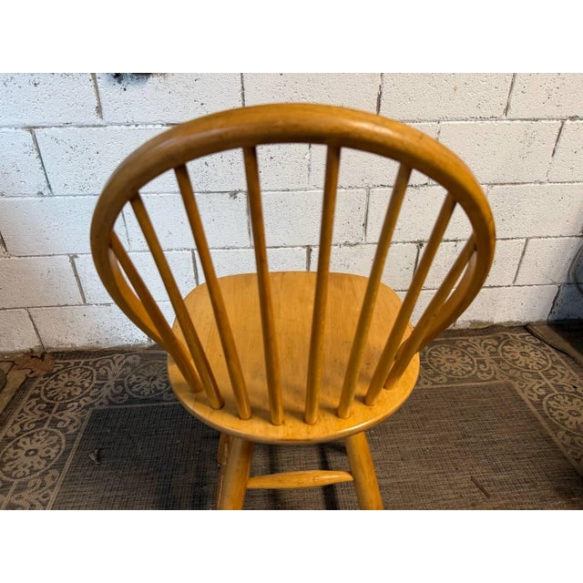 Pair of Vintage Spindle Back Windsor Swivel Barstools For Sale - Image 10 of 17