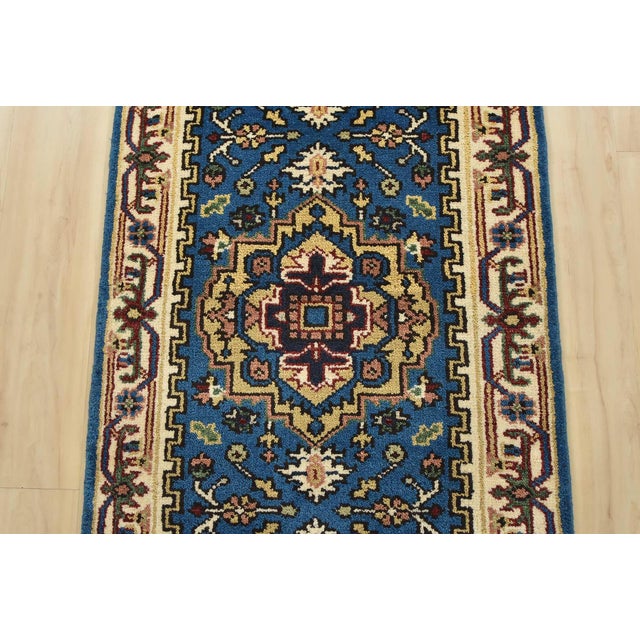 2020s Heriz Runner 2’7” X 7’6” Blue Wool Tribal Hand-Knotted Oriental Rug For Sale - Image 5 of 12