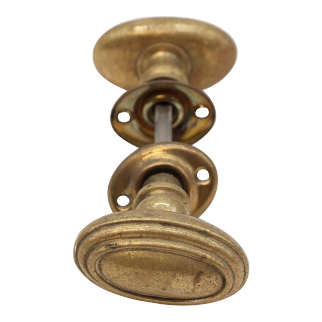 Vintage Concentric Bronze Oval Entry Door Knobs For Sale
