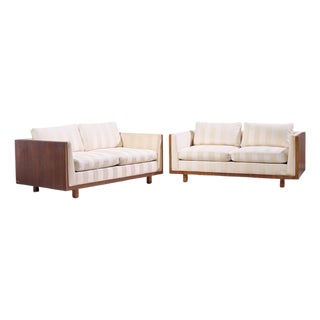 Milo Baughman for Thayer Coggin Style Mid Century Rosewood Case Loveseat Sofa - Pair For Sale