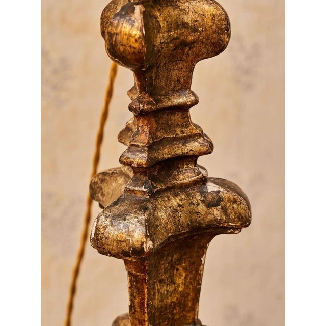 Wood Baroque Wooden Candlestick Table Lamp For Sale - Image 7 of 10