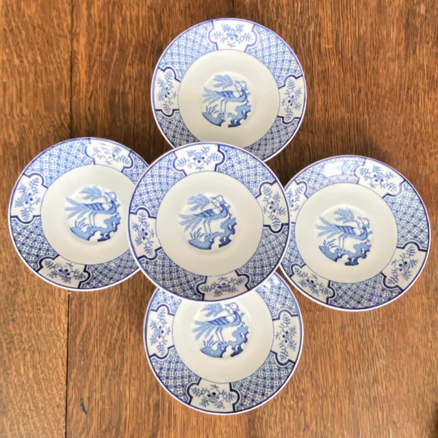 Antique Wood & Sons "Yuan" Pattern Blue and White Transferware Coffee & Tea Set - Mixed Demitasse and Teacup 9 pcs For Sale - Image 12 of 16