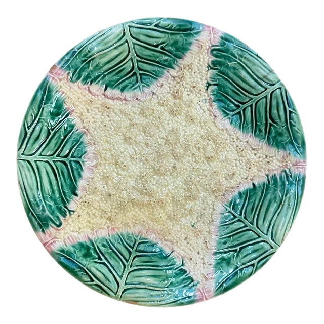 Late 19th Century Etruscan Majolica Caulifower Star Plate For Sale