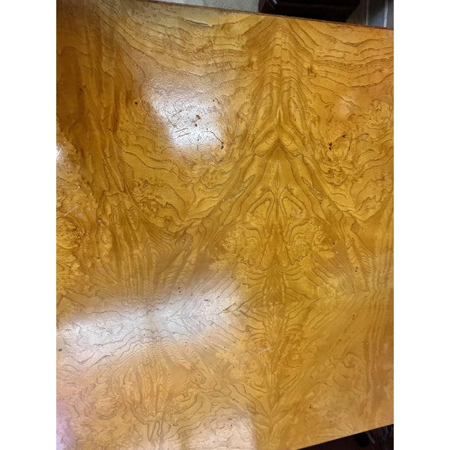 John Widdicomb Mid-Century Style Burlwood and Brass Campaign Executive Partner’s Desk For Sale - Image 9 of 14