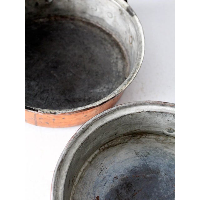 Metal Antique Copper Saute Pans Pair For Sale - Image 7 of 13