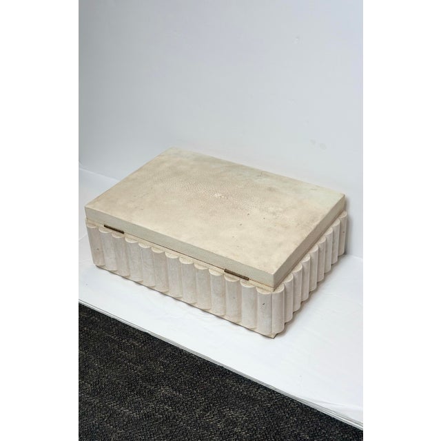 Maitland Smith Ivory Shagreen and Fluted Stone Rectangular Fluted Box For Sale - Image 9 of 12