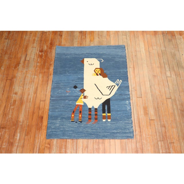 Textile Late 20th Century Sad Pigeon Pictorial Persian Kilim Wall Hanging - 3'2" x 4'4" For Sale - Image 7 of 18