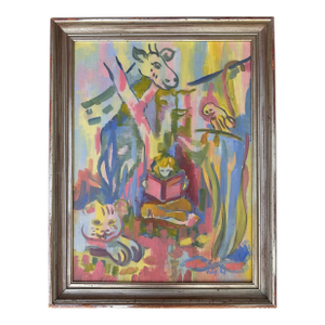 Vintage Abstract Painting Lilly Pulitzer Palm Beach Style Signed Toby 1962
