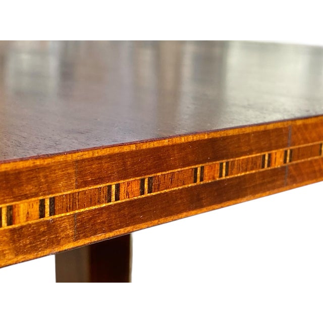 Antique Hepplewhite Style Mahogany & Satinwood Card Table / Console Table For Sale In Boston - Image 6 of 12
