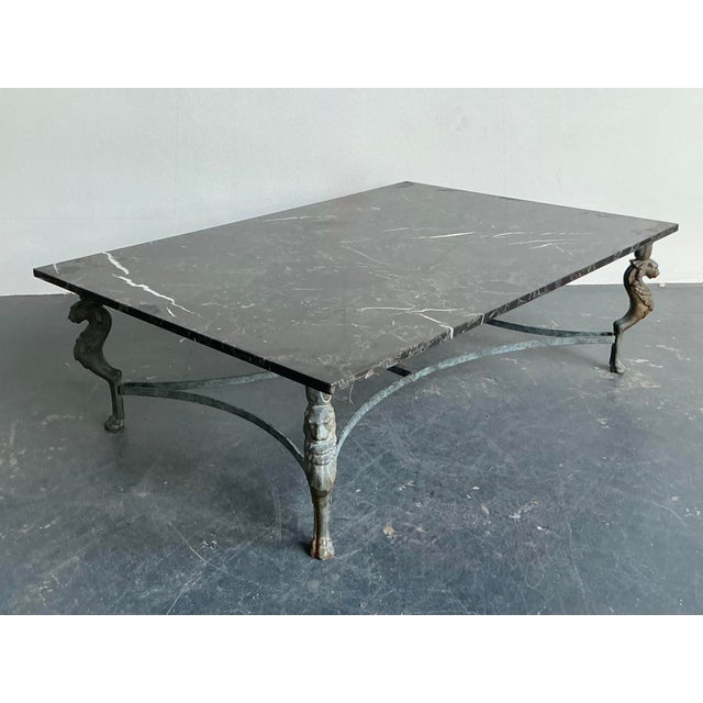 Neoclassical Vintage Regency Verdigris Coffee Table For Sale - Image 3 of 9
