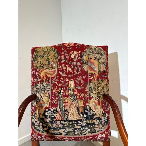 Tapestry Armchair in Wooden Structure For Sale - Image 3 of 5
