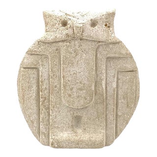 White Stone Cubist Owl Sculpture, France 1960s For Sale