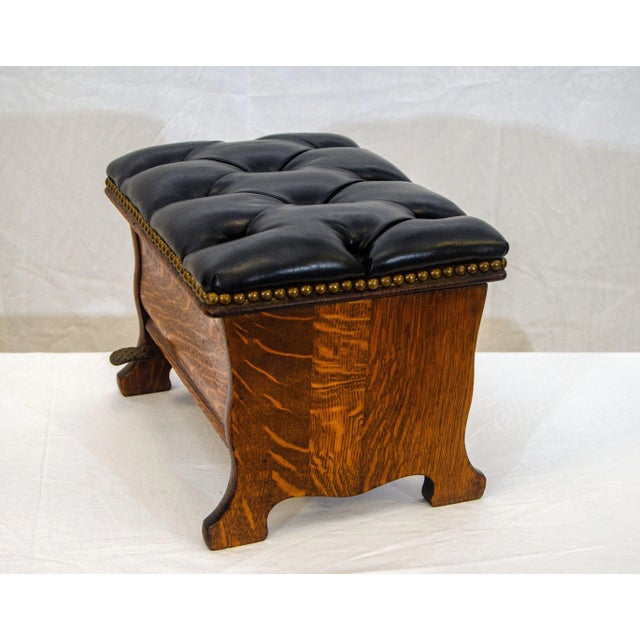 Early 20th Century Early 20th Century Victorian Oak Footstool For Sale - Image 5 of 12