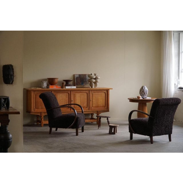 1940s Set of Mid-Century Danish Modern Lounge Chairs in Beech & Lambswool, 1940s For Sale - Image 5 of 18