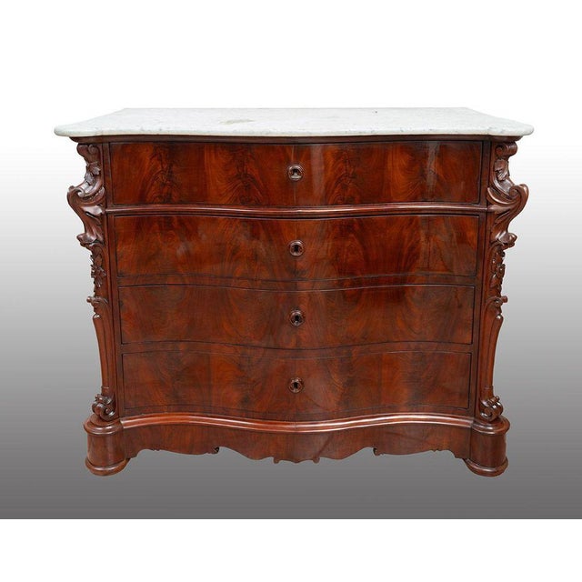 Brown Antique Neapolitan Louis Philippe Chest of Drawers in Mahogany, 19th Century For Sale - Image 8 of 8
