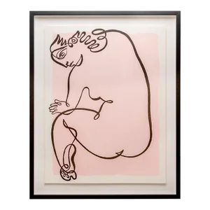 Vintage Figurative Black Line Print by Jean Negulesco, Pink