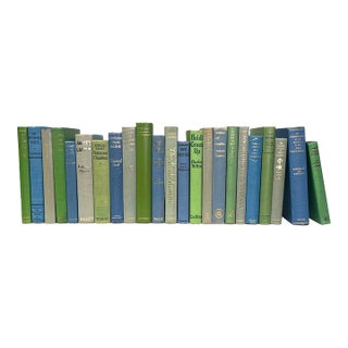 Decorative Books - Vintage Spring Mix Books - Blue and Green Books by the Foot For Sale