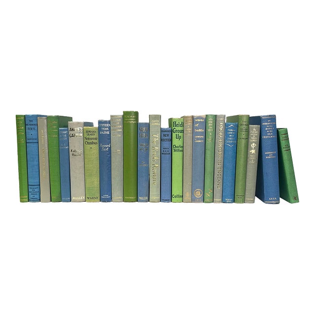 Decorative Books - Vintage Spring Mix Books - Blue and Green Books by the Foot For Sale