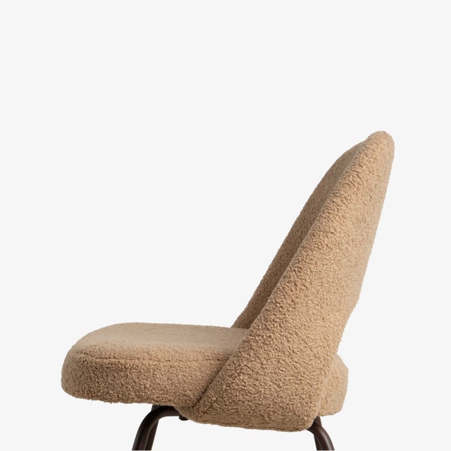2010s Knoll Saarinen Executive Armless Chairs in Camel Curly Bouclé & Bronze Coated Legs For Sale - Image 5 of 11