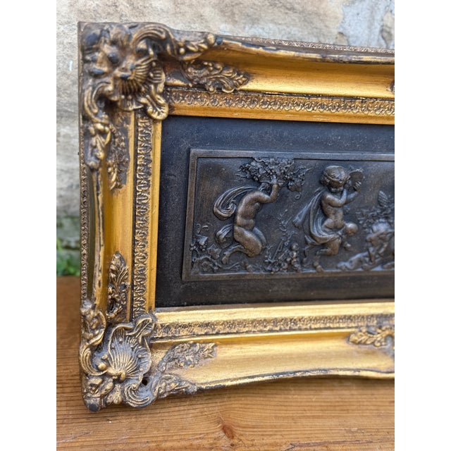 Late 19th Century French Stone Cast Relief After Émile André Boisseau “Enfants Des Centaures” in Ornate Gilt Frame For Sale - Image 10 of 13