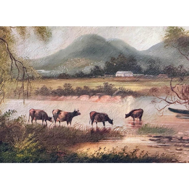 19th-Century Pastoral Landscape Oil Painting For Sale In Charlotte - Image 6 of 7