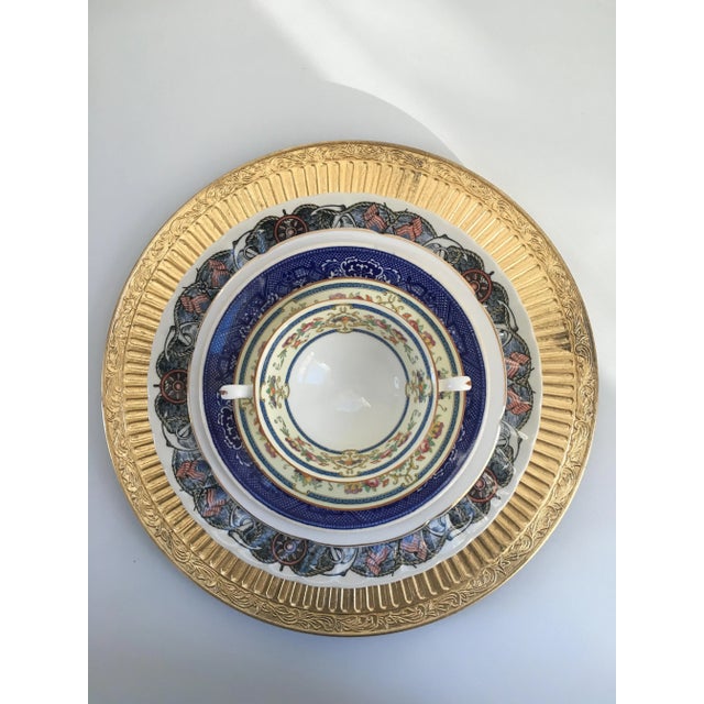 Blue Nautical Mixed China Place Settings - Set of 5 For Sale In Boston - Image 6 of 11