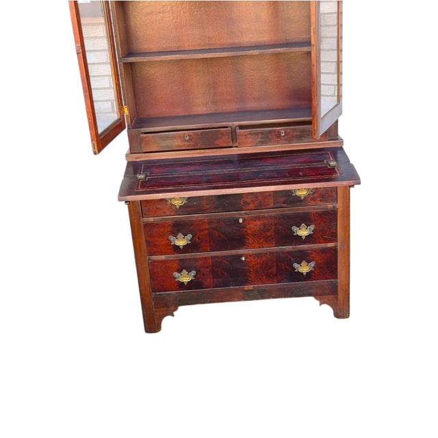 Brown 19th C American Mahogany/ 2 Pieces/ Victoria Secretary Refurbished. For Sale - Image 8 of 18