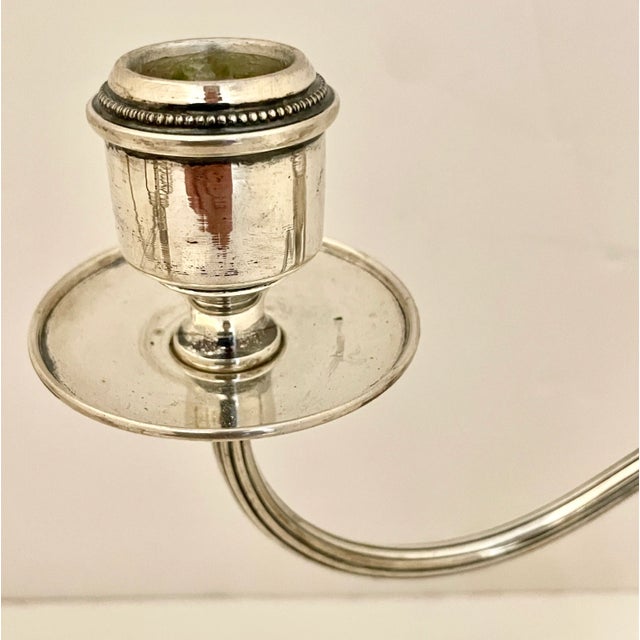 Pair of Neoclassical Style Italian Sterling Silver Candleholders For Sale In Miami - Image 6 of 8