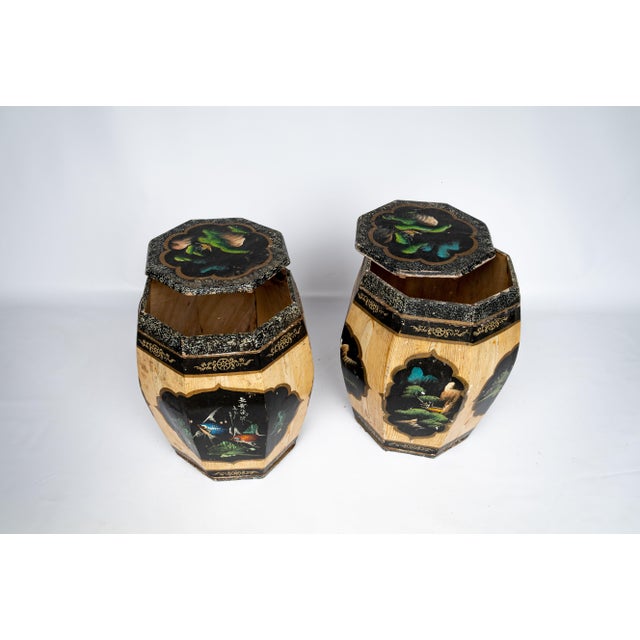 Octagon Vintage Wood Ginger Boxes For Sale - Image 13 of 14