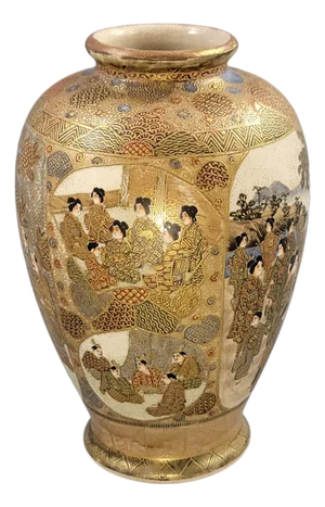 Late Meiji Kyoto Satsuma Vase by Gyokuzan, Japan, 1890s