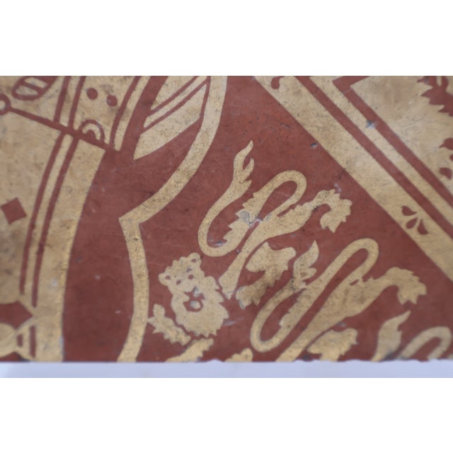 Rare Antique Victorian Maw & Co. Queen Victoria Royal Arms Encaustic Tiles—Set of Four For Sale In Washington DC - Image 6 of 18