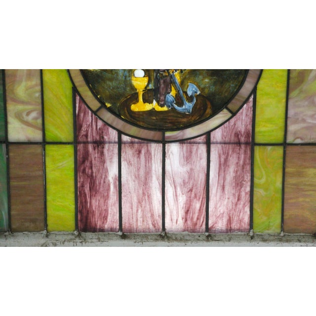 Late 19th Century Wine & Anchor Stained Glass Top Window For Sale - Image 4 of 6