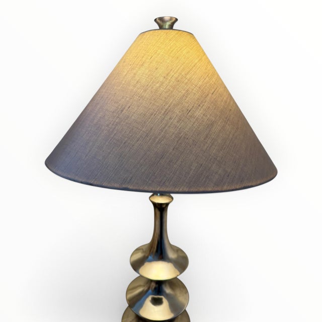 Modern Silver Sculptural Table Lamps- A Pair For Sale - Image 4 of 6