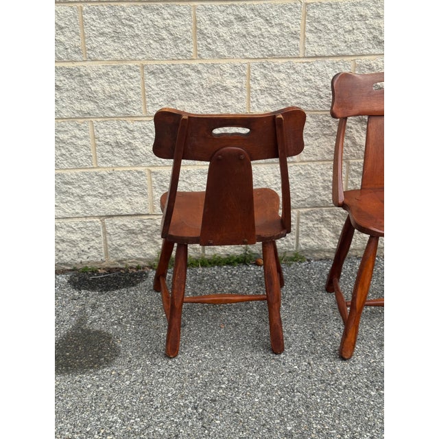 Cushman of Vermont Pair of Mid-Century Cushman-Style Solid Wood Side Chairs For Sale - Image 4 of 12