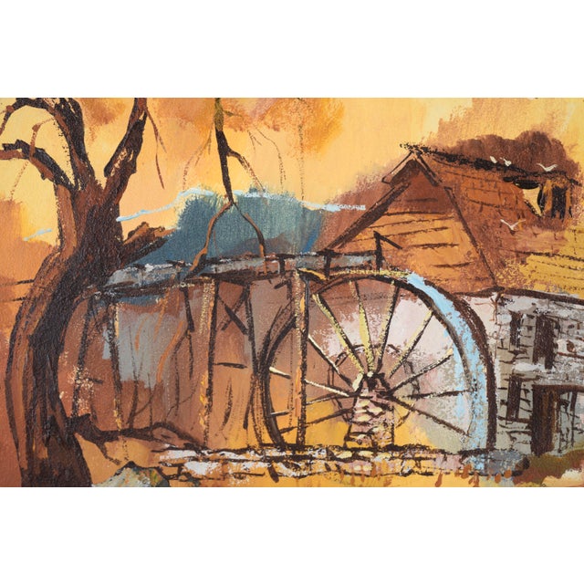 Paper Forbes Mill, Los Gatos - Historic Landscape Original Oil on Masonite by Stella Leis For Sale - Image 7 of 9