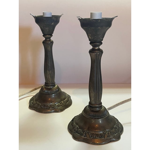 Mid 20th Century Vintage Candlestick Table Lamps-a Pair For Sale - Image 5 of 6