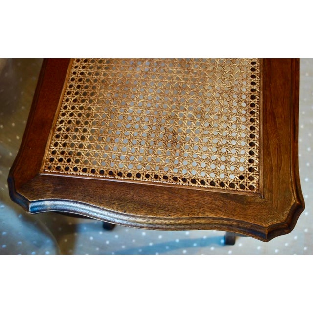 1960s Cane and Walnut Bench For Sale - Image 4 of 9