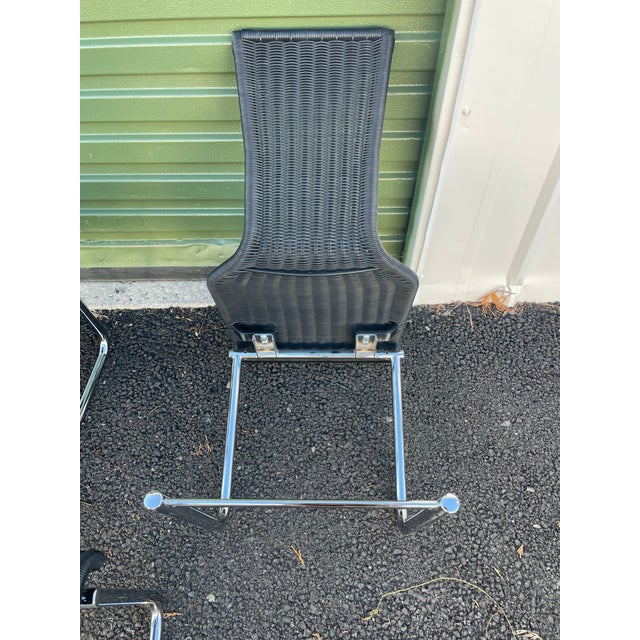 Black Cantilevered Dining Chairs by Bacher, "Jimmy F's" - Set of 7 For Sale - Image 9 of 10