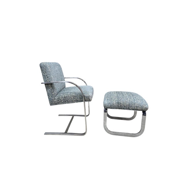 Mid-Century Modern MCM Milo Baughman Cantilever Chair & Ottoman For Sale - Image 3 of 8