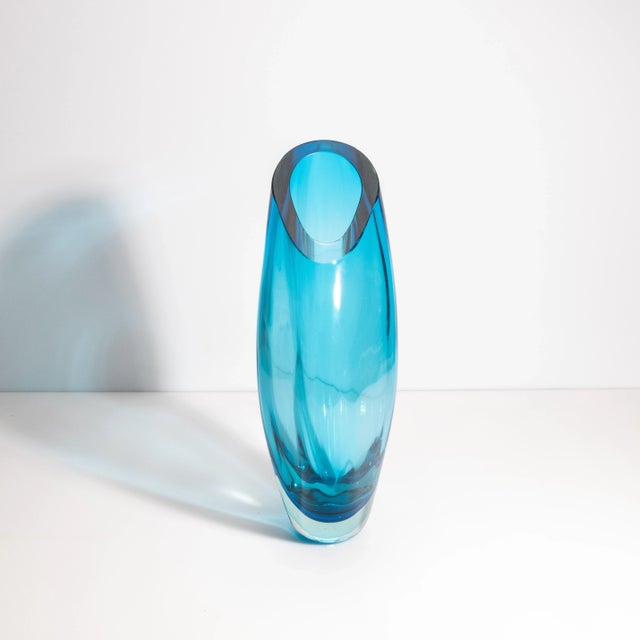 2020s Hand Blown Murano Teardrop Vase in Lagoon Blue Large For Sale - Image 5 of 9