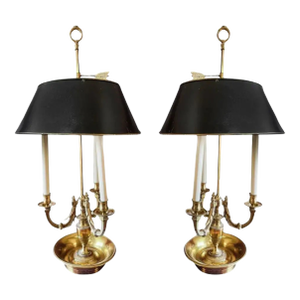 Pair of Neoclassical Style Brass Bouillotte Lamps