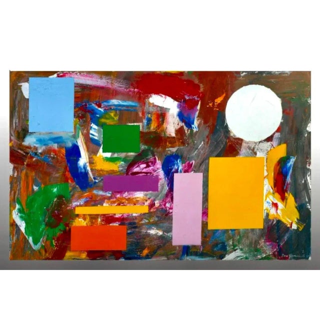 Taro Yamamoto, Large New York School Abstract Expressionist Colorful Mixed Media Painting, 1990 For Sale - Image 13 of 13