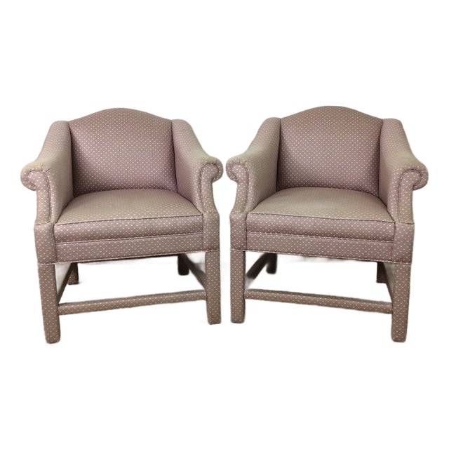 Pair Polka Dot Pink Accent Chairs For Sale