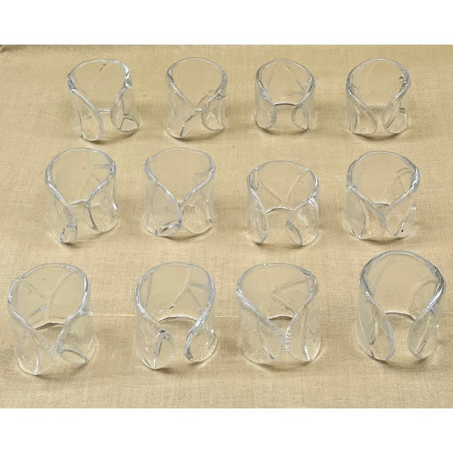 Mid-Century Swedish Ice Glass Napkin Rings attributed to Uno Westerberg for Pukeberg, 1970s, Set of 12 For Sale - Image 15 of 18