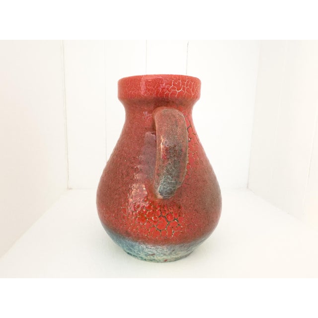 Red Vintage French Accolay Ceramic Pitcher in Red Crackle Glaze, 1960s For Sale - Image 8 of 18