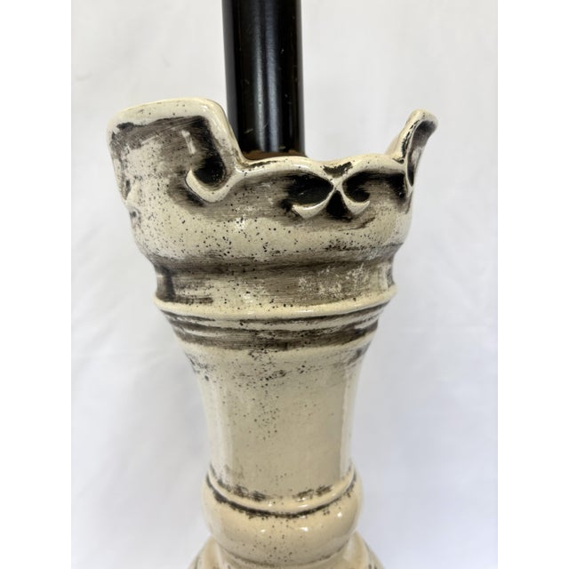Ivory Vintage Chinese Glazed Pottery Gu-Form Lamp Circa 1970's For Sale - Image 8 of 15