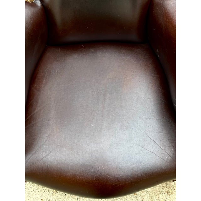 Vintage Chocolate Brown Leather Ralph Lauren Style Club Armchair For Sale - Image 15 of 17