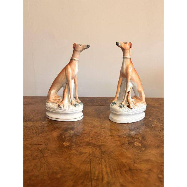 Antique Victorian Greyhounds from Staffordshire, 1880, Set of 2 For Sale - Image 6 of 6