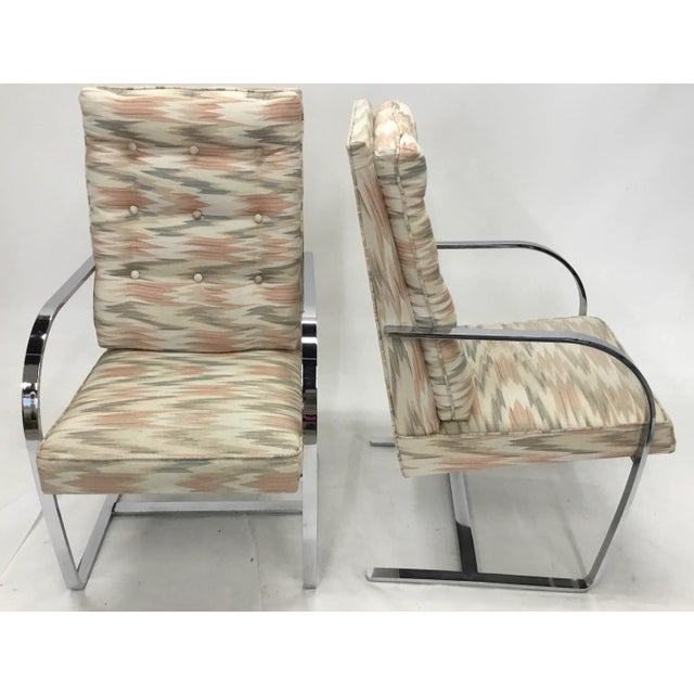 1970s Vintage Chrome Frame Upholstered Armchairs - a Pair For Sale - Image 4 of 13