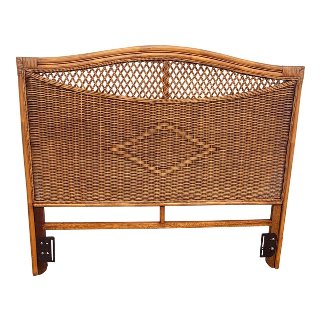 Mid 20th Century Natural Wicker Queen Henry Link Headboard Chairish